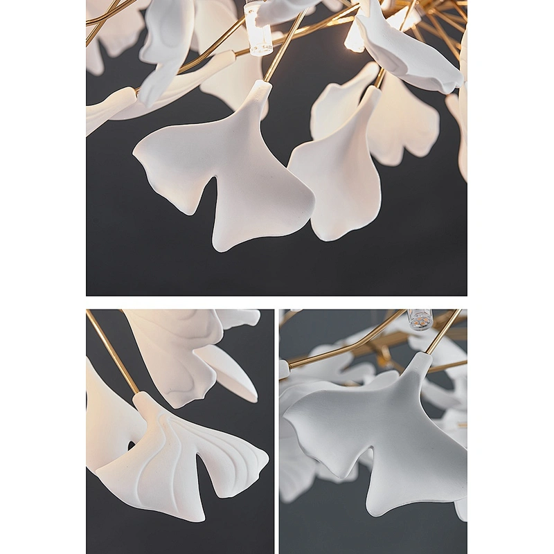 Simple white copper ceramic leaf dining room chandeliers, Nordic designer, iron ceramic chandeliers&pendant lights