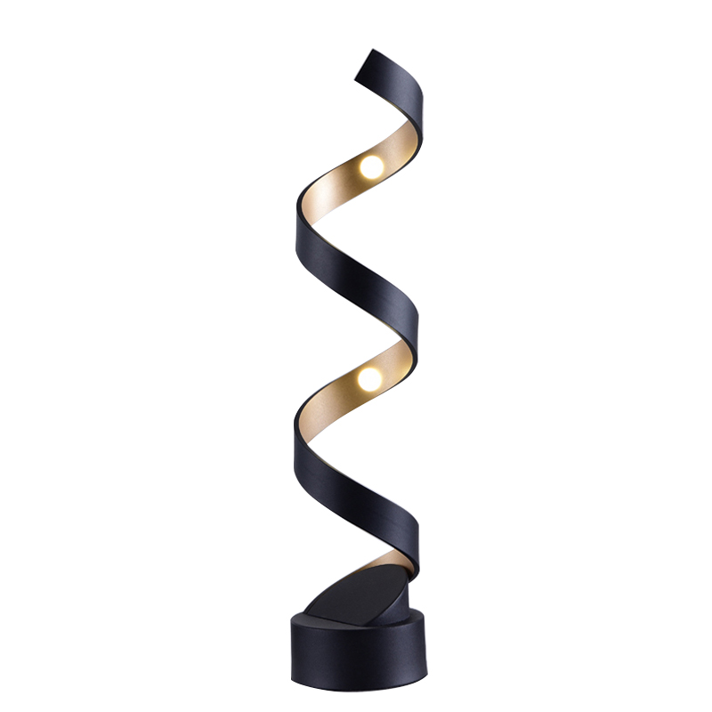 Modern Decoration Spiral Desk Lamp Bed Side Black Gold LED Table Lamp