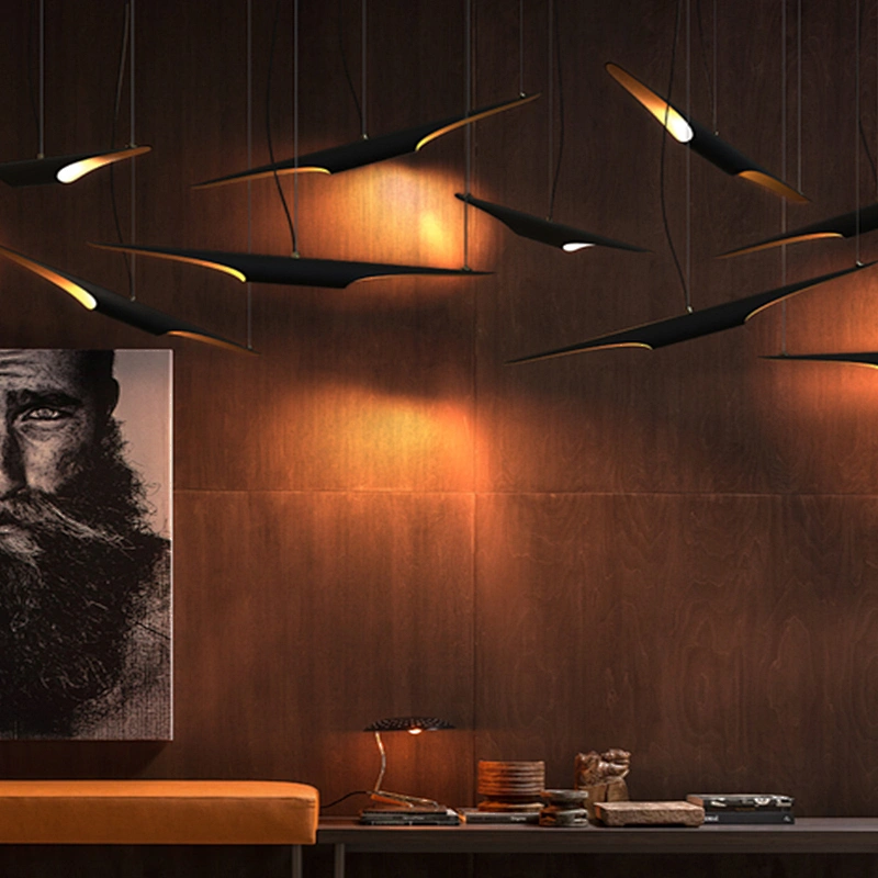 Modern nordic indoor lighting  metal tube black gold aluminum led ceiling light pendant lamp