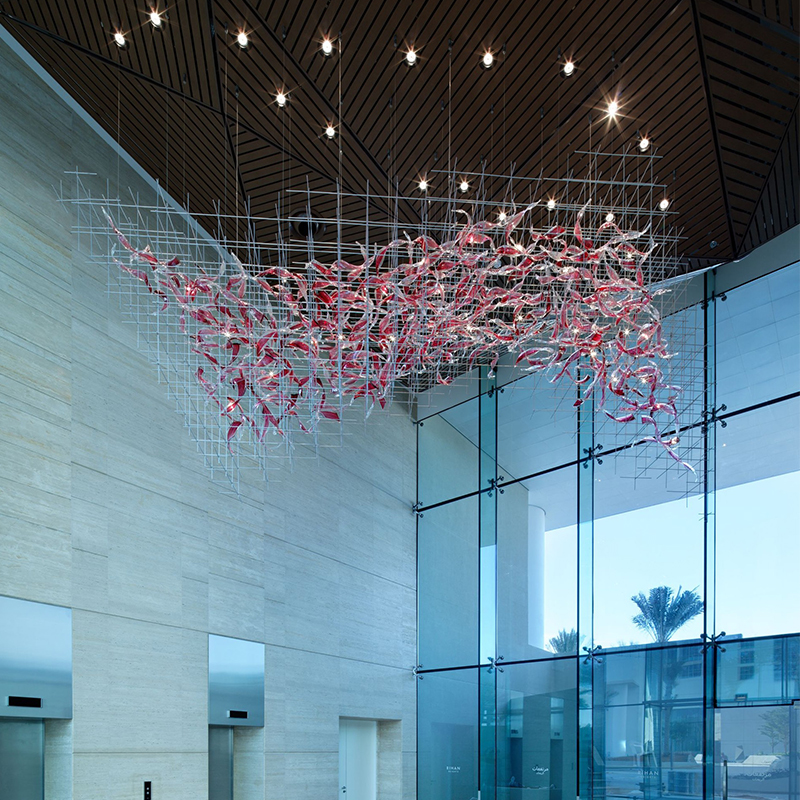 Customizable Modern design decoration project big hotel lobby art stained glass Chandelier
