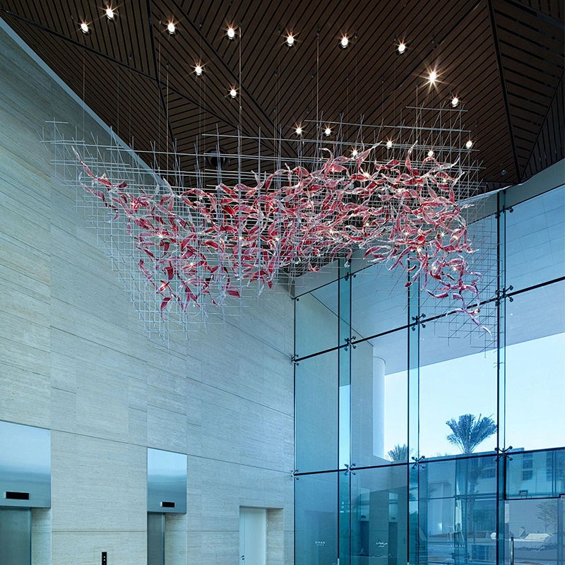 Customizable Modern design decoration project big hotel lobby art stained glass Chandelier