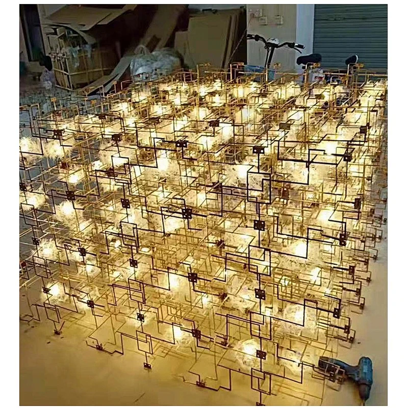Hotel Lobby Bar Creative Led Personality Full Of Starlight Cubic Chandelier Engineering Crystal Custom Lamp