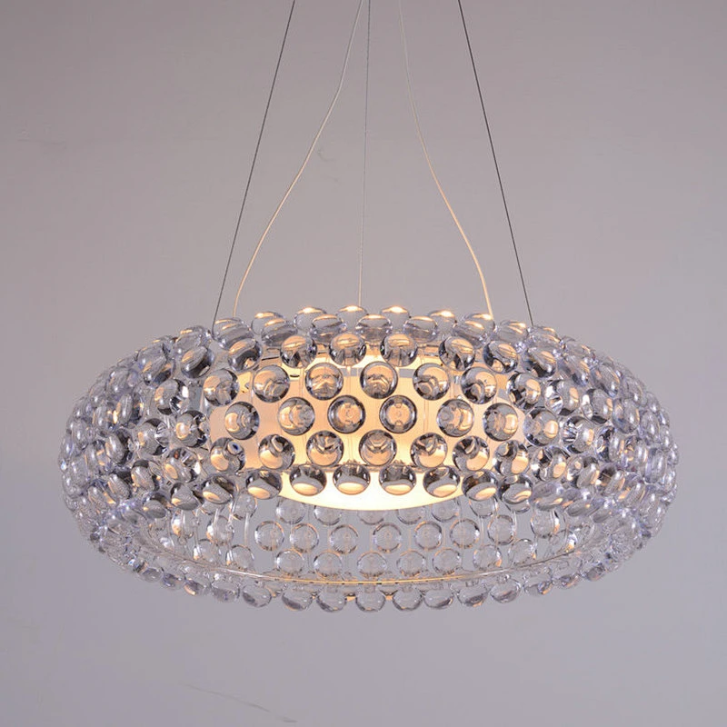 Suspension composed transparent globes polymetha crylate round chandelier pendant lamp