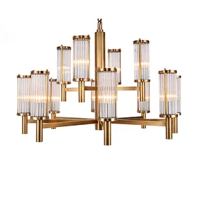Modern  Contracted Hotel Guest Room Light Crystal Solid Brass Chandelier pendant lights