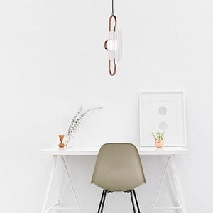 Custonzed clear ribbed glass pendant lamp hanging light matching table light modern simple rose gold chandelier