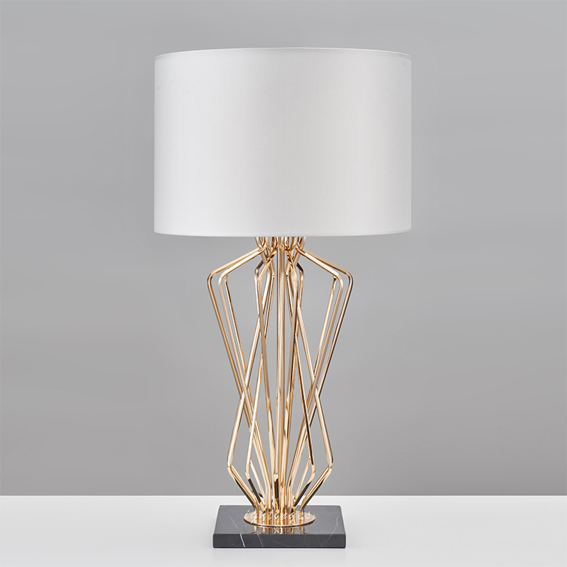 Wholesale modern luxury bes side E27 marble gold fabric table lamp