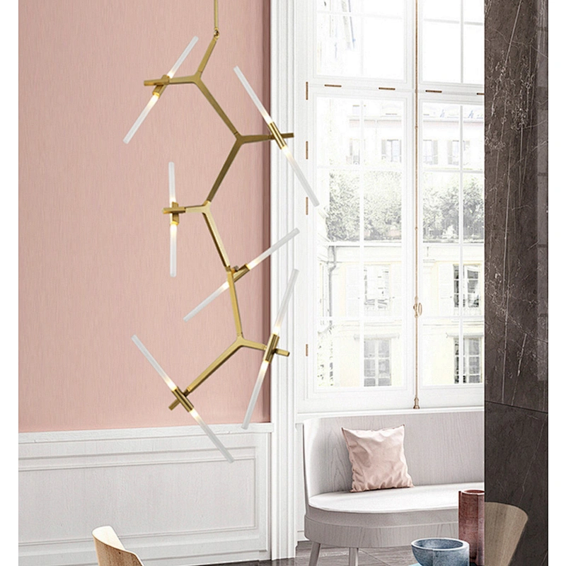 Home Decor Lighting Adjustable LED Pendant Lamp Chandelier Nordic Style Glass Tube Luxury Hanging Decorative Modern European 360