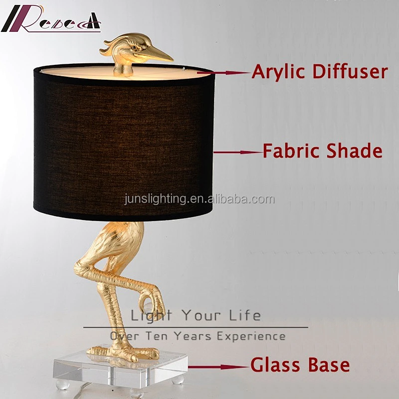 Hot Design Special Design Animal Shape Crane Artistic Gold Table Lamps