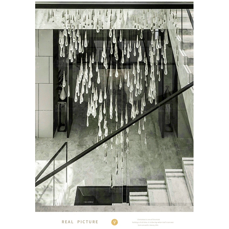 Creative Hotel shopping mall raindrop crystal chandelier engineering design custom combination meteor shower lamp