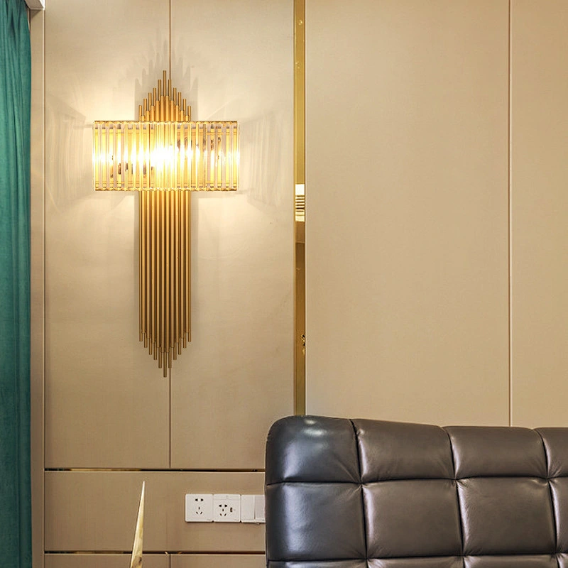 Modern Nordic garden corridor glass crystal luxury bedside wall lamp