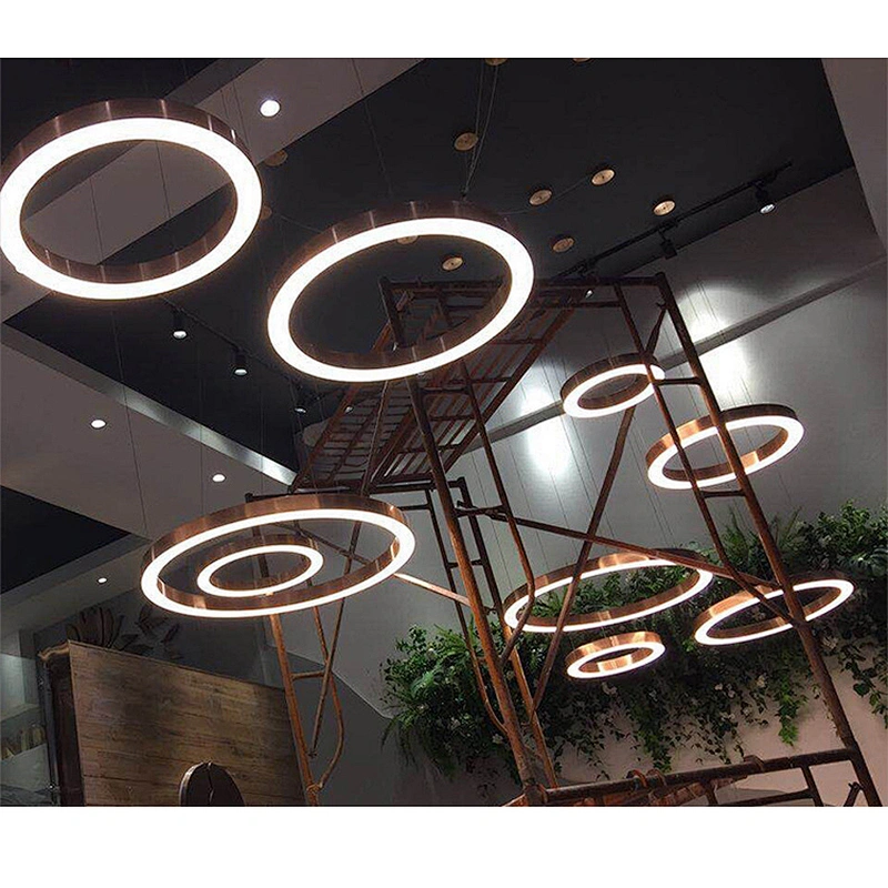 Simple craft style gold circular living room chandelier custom lobby lobby front desk iron hotel lobby chandeliers&pendant light