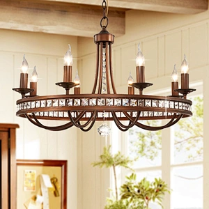 Modern Simple Village Crystal Chandelier Iron Pendant Light For Living Room