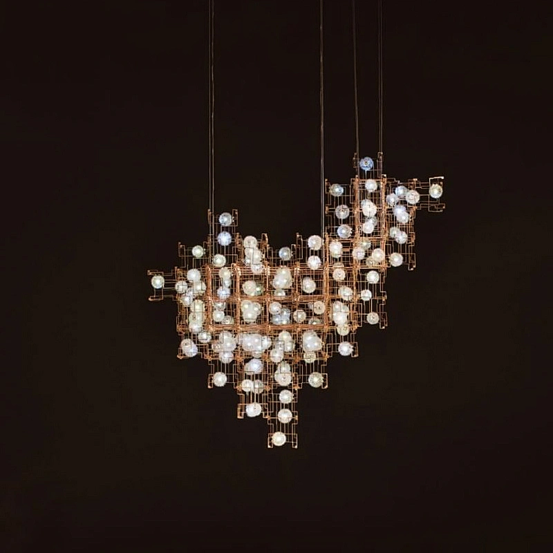 Hotel Lobby Bar Creative Led Personality Full Of Starlight Cubic Chandelier Engineering Crystal Custom Lamp