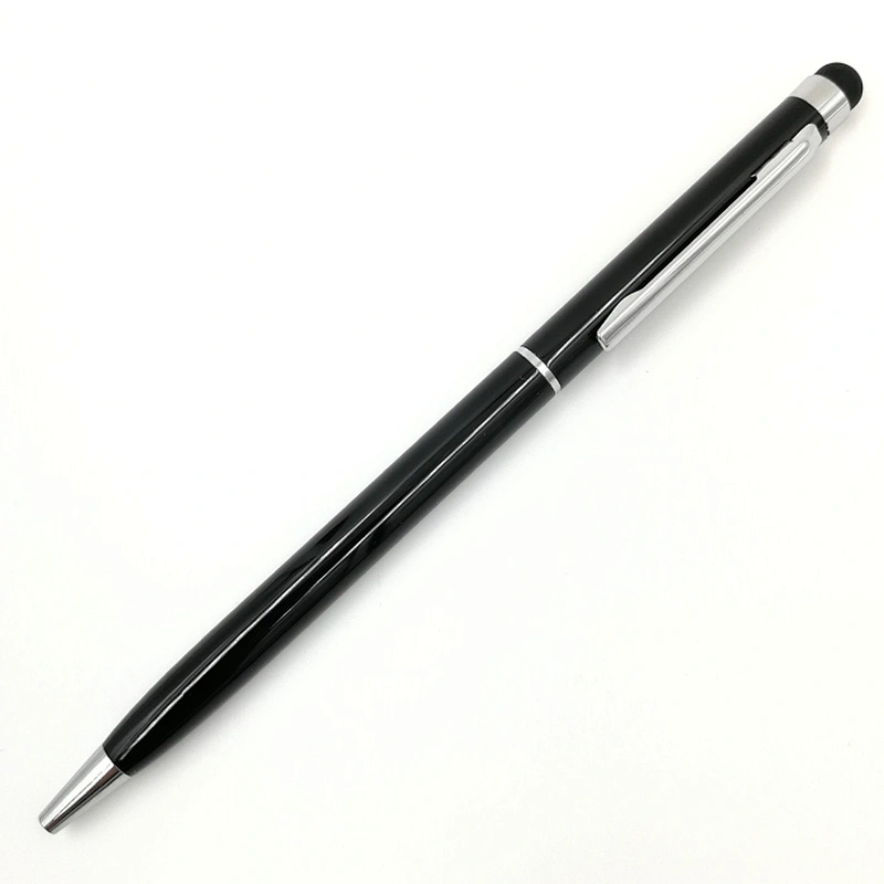 Wholesale slim metal spinning pen with screen touch pointer business thinner ball pen