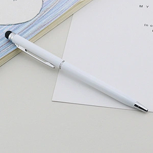 Matching stylus color custom logo  2 in 1 ball pen slim metal pen metal ball