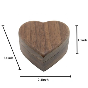 Wholesale women girls gift set ,Heart shape Magnetic jewelry box ring box small natural walnut beech wood studs