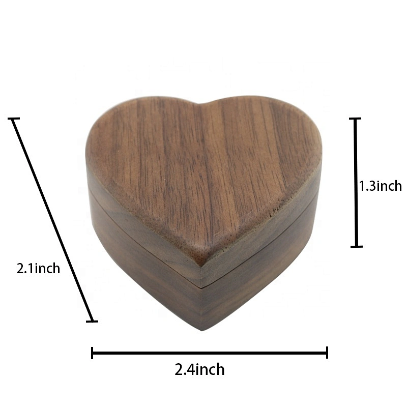 Wholesale women girls gift set ,Heart shape Magnetic jewelry box ring box small natural walnut beech wood studs