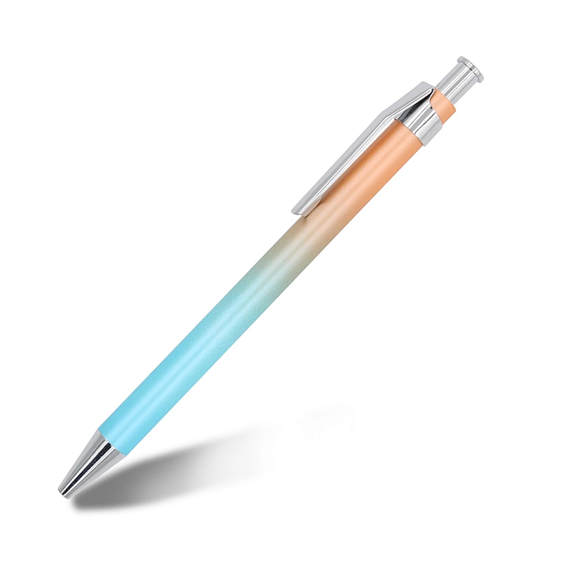 Promotional Gradient Rainbow Color  Ballpoint Pen Colored Gift Pen With Metal Clip