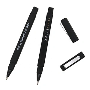 Cheap rubber square hotel pen with custom logo soft touch pen