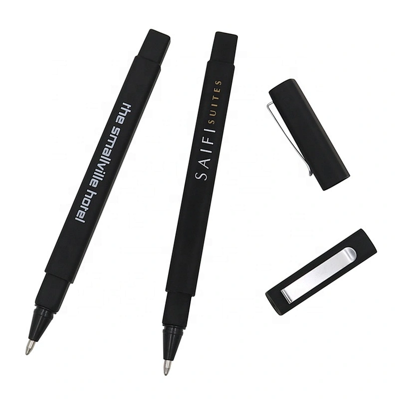 Cheap rubber square hotel pen with custom logo soft touch pen