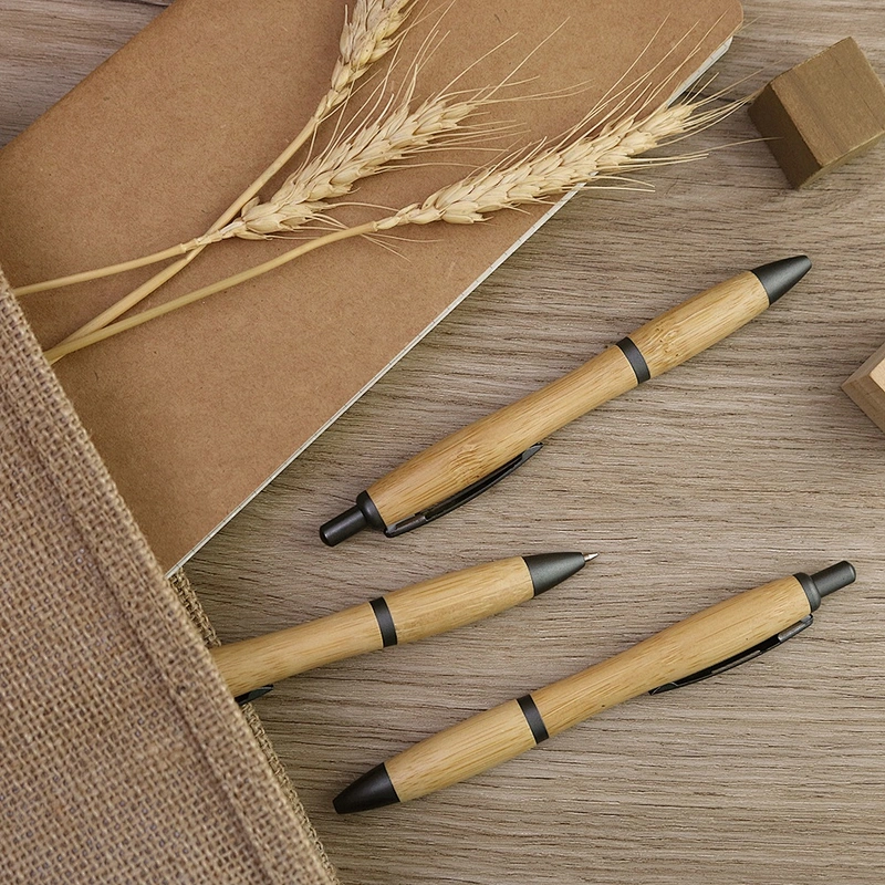 Hot sale cheap stationary accessories pen click bamboo ball pen Eco friendly wood pen logo customized