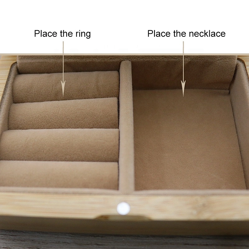 New style bamboo with mirror bracelet ring necklace jewelry box bamboo storage box packaging case for jewelry