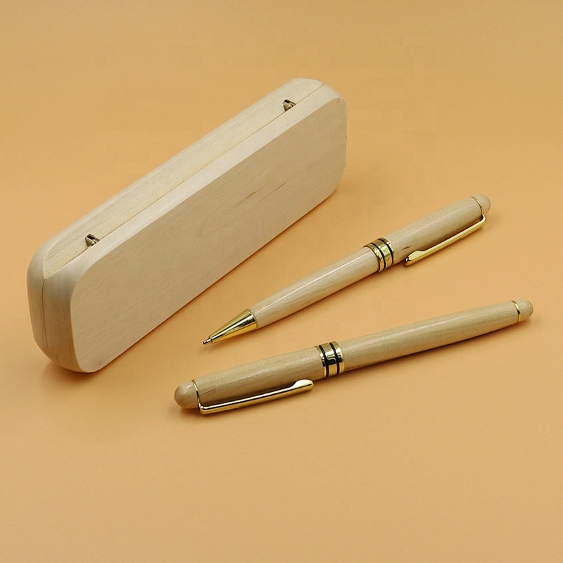 High Quality Luxury Gift Pen Set Customized Engraved Logo Wooden Pen Roller Pen  With Matched Box