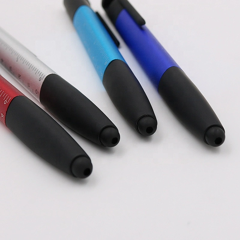 5 in 1 cellphone holder ruler screen brush touch stylus screwdriver Multifunciton plastic tool pen with logo