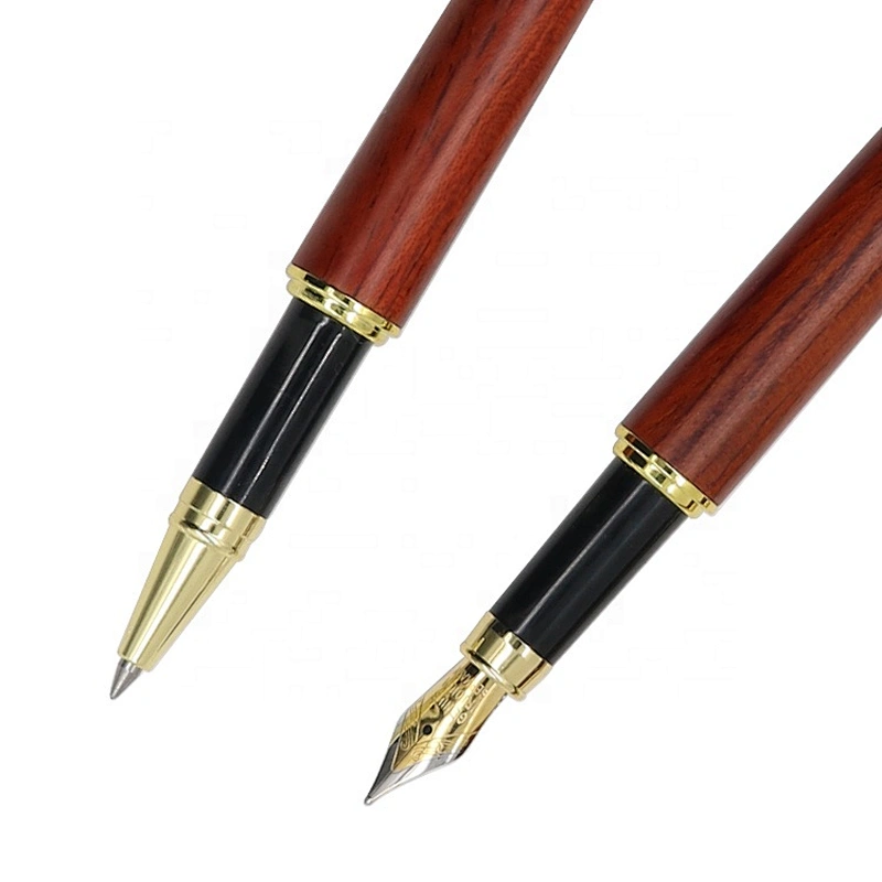 Wholesale high quality luxury business gifts for clients with logo rosewood box fountain pen set