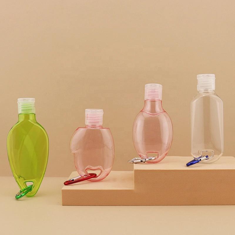 50ml small portable empty alcohol disinfectant spray bottle plastic hand sanitizer gel keychain bottles with carabiner