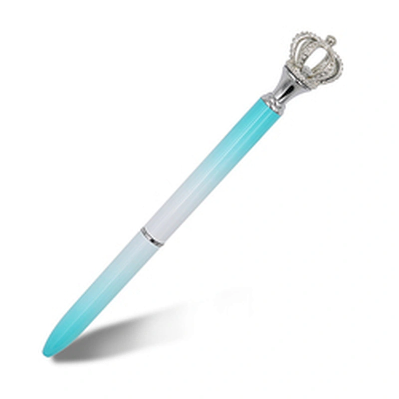 China professional manufacturer metal crown pen with shiny trims black blue ink beautiful gift pen