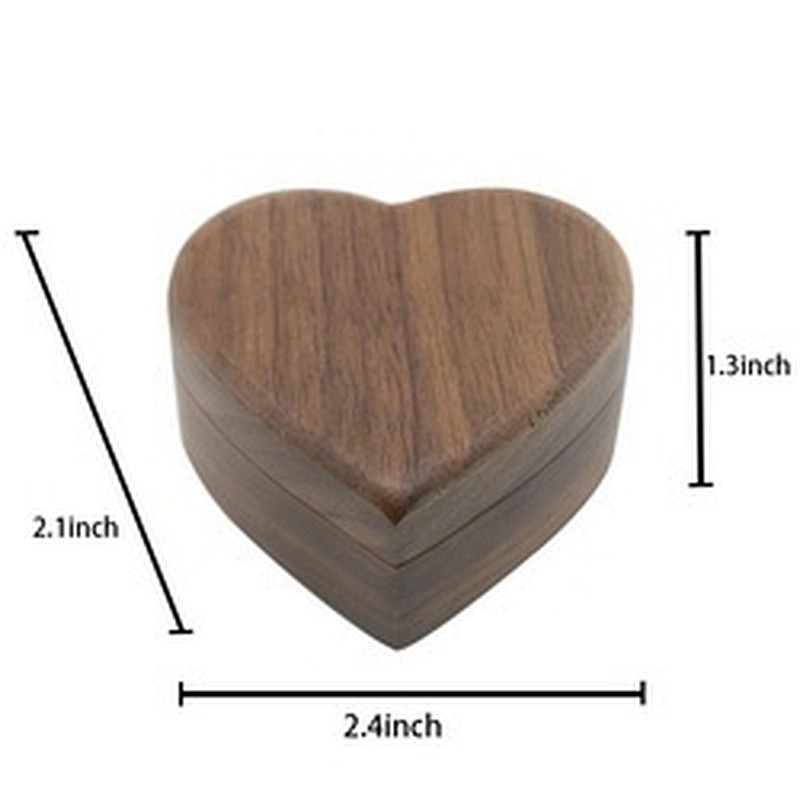 Wholesale women girls gift set ,Heart shape Magnetic jewelry box ring box small natural walnut beech wood studs