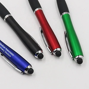 Click plastic stylus pen with light up logo ,plastic pen with led light logo ,ball pen with logo