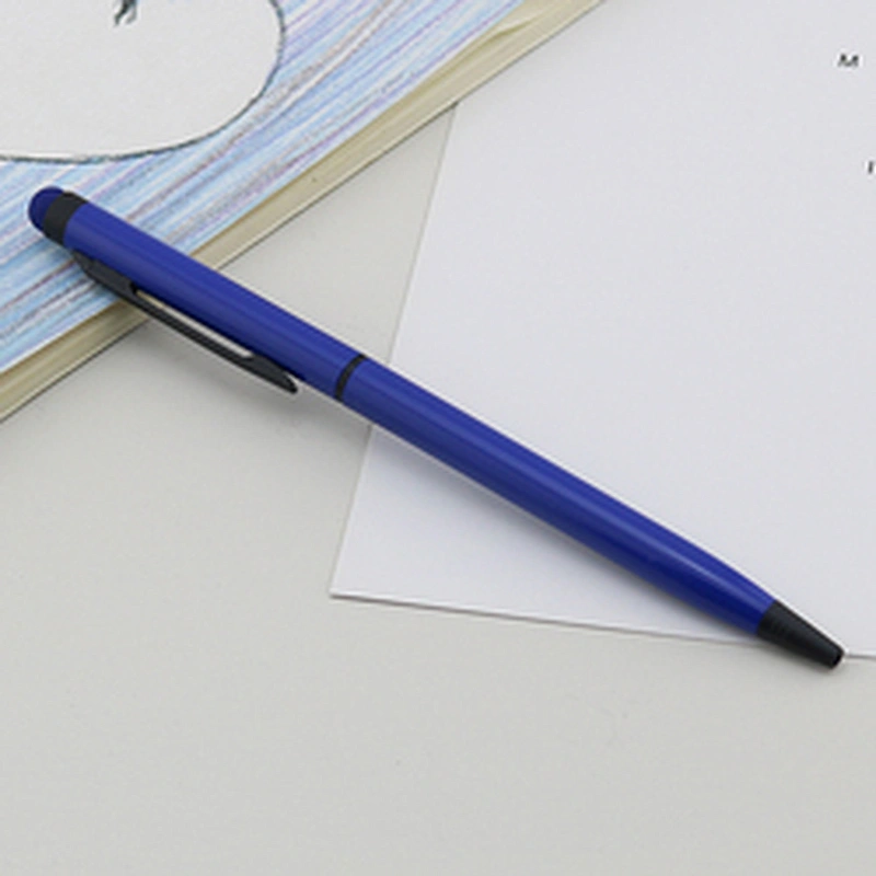 Matching stylus color custom logo  2 in 1 ball pen slim metal pen metal ball