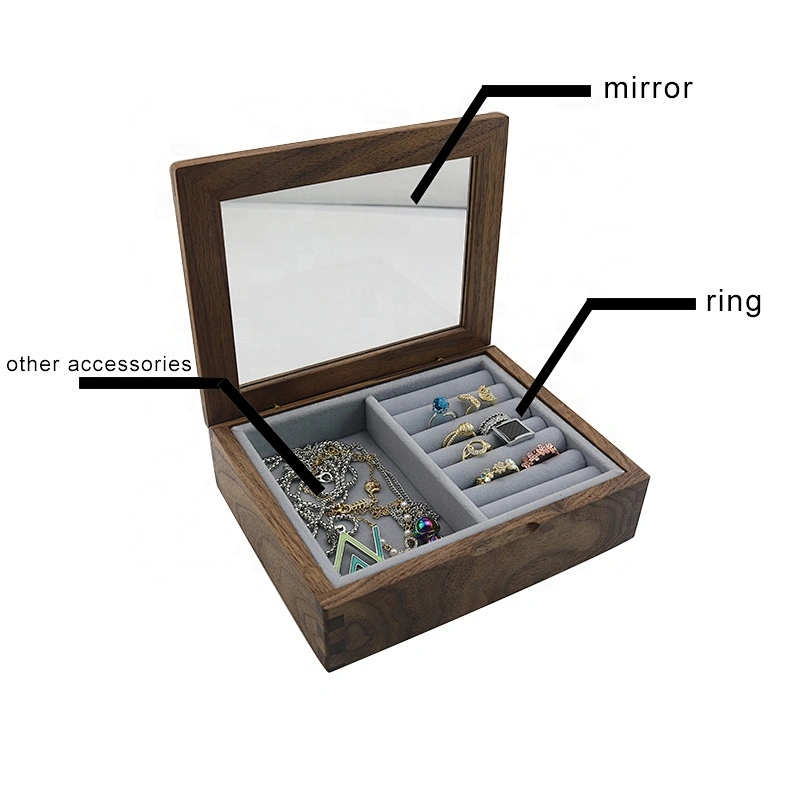 Custom jewelry box with window lid packaging box wood  bracelet ring wooden gift box