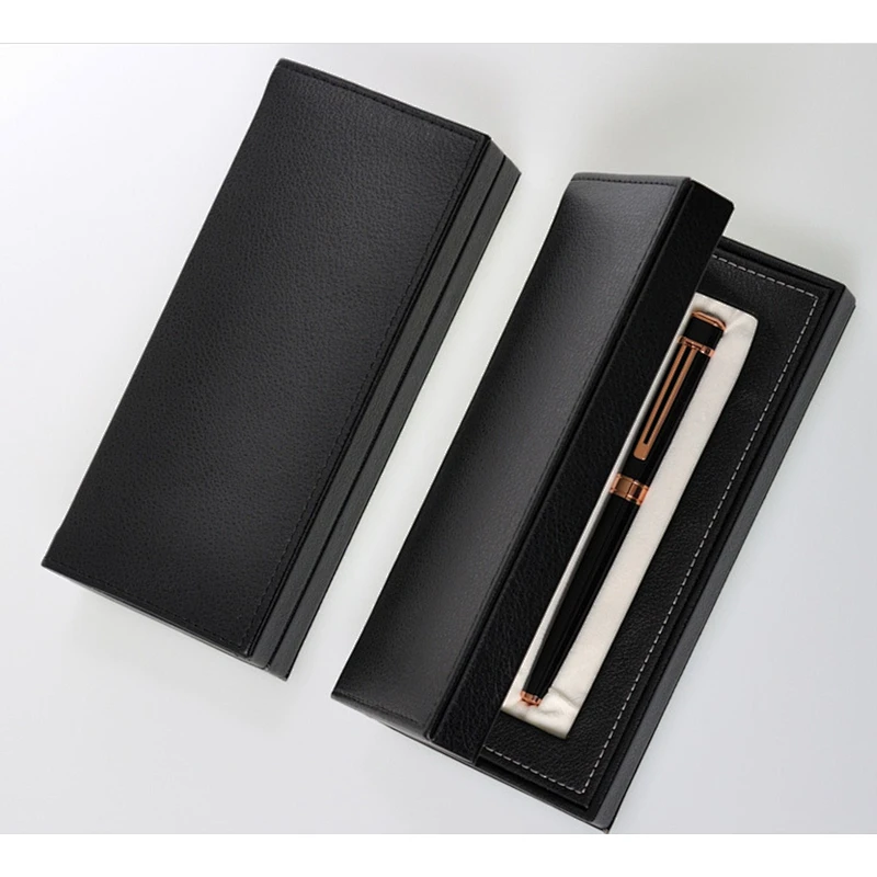 High End Finished  PU Gift Pen Box Black  Luxury Pen Case For Fountain Pen