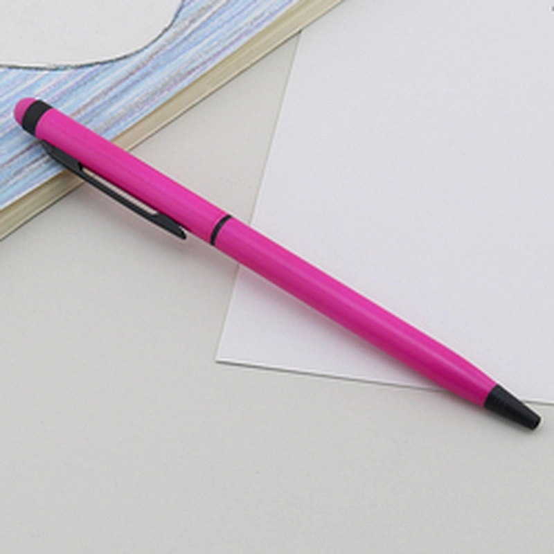Matching stylus color custom logo  2 in 1 ball pen slim metal pen metal ball