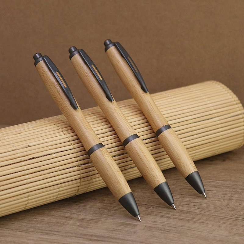 Hot sale cheap stationary accessories pen click bamboo ball pen Eco friendly wood pen logo customized