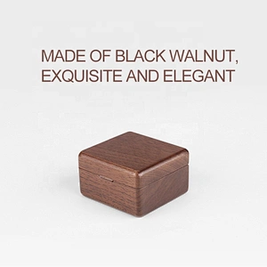 Square Magnetic Natural walnut wood jewelry studs ring storage box