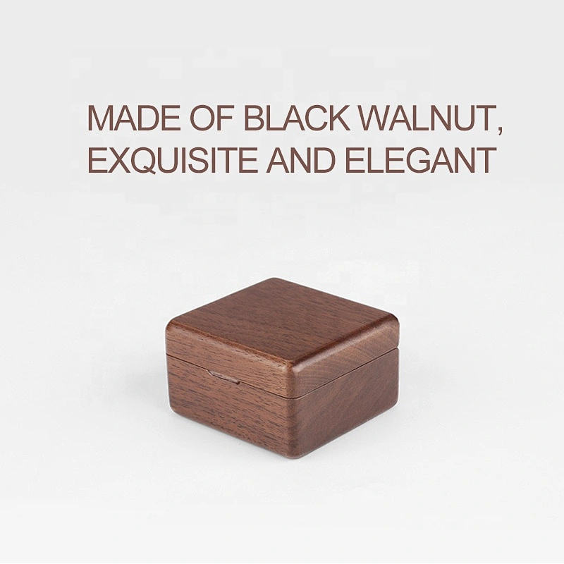Square Magnetic Natural walnut wood jewelry studs ring storage box