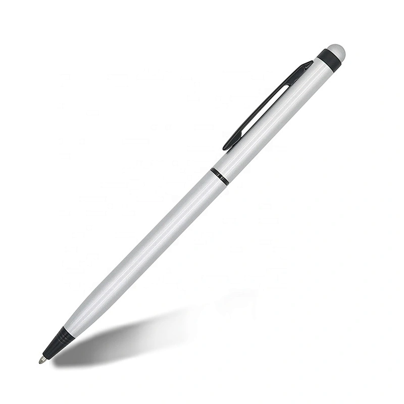 Matching stylus color custom logo  2 in 1 ball pen slim metal pen metal ball