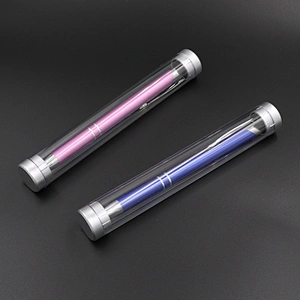 Plastic Round Cylinder Pen Box  Transparent Packing Tube Pen Box