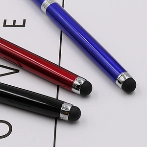 Hot sale high quality blue black ballpoint pen touch pen with light custom pens logo printed