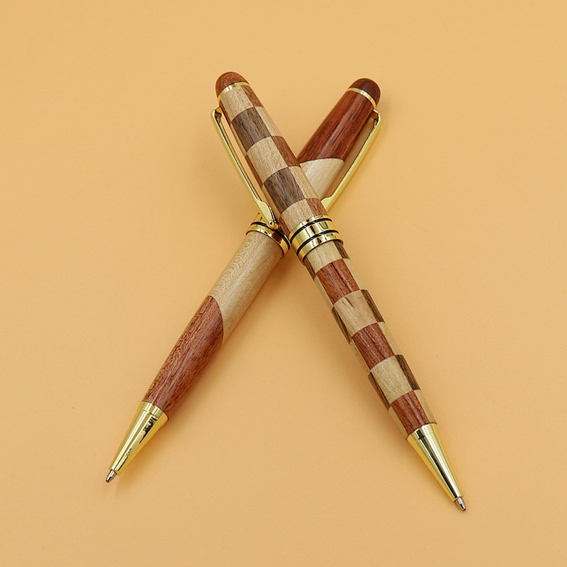 Hot selling wooden pen with metal decorate