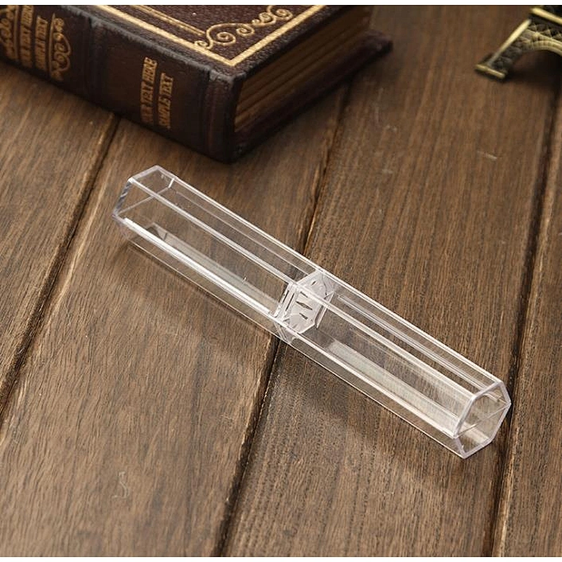 Novelty 6 Sides Transparent Plastic Pen Case