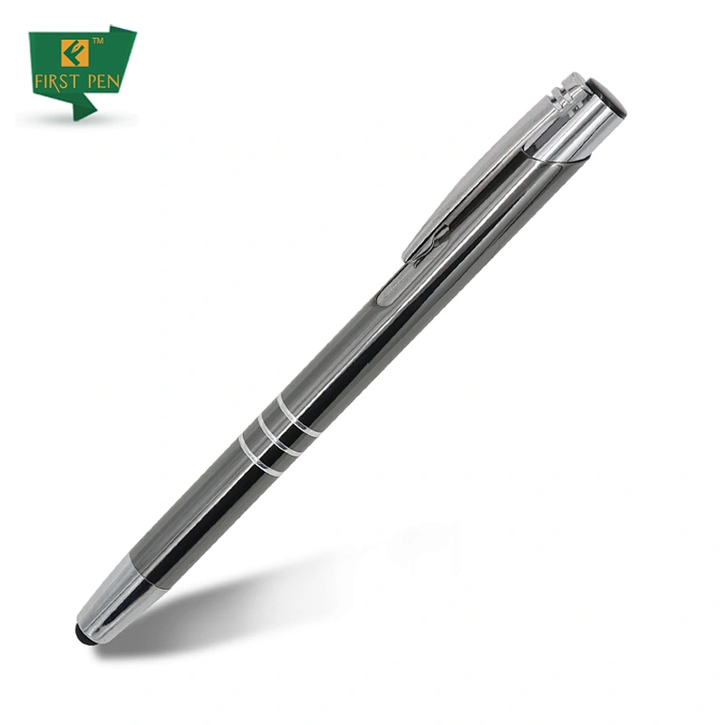 Hot sale  custom logo 2 In 1 black/blue ink Metal ball Pen with Stylus Tip