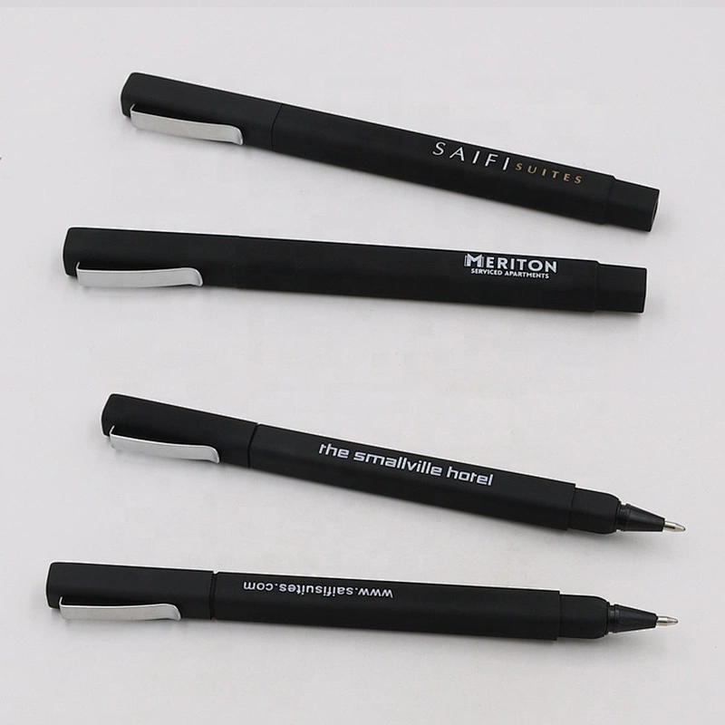 Cheap rubber square hotel pen with custom logo soft touch pen