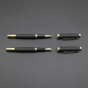 2022 Promotional black metal pen with gold clip business luxury roller fountain pen