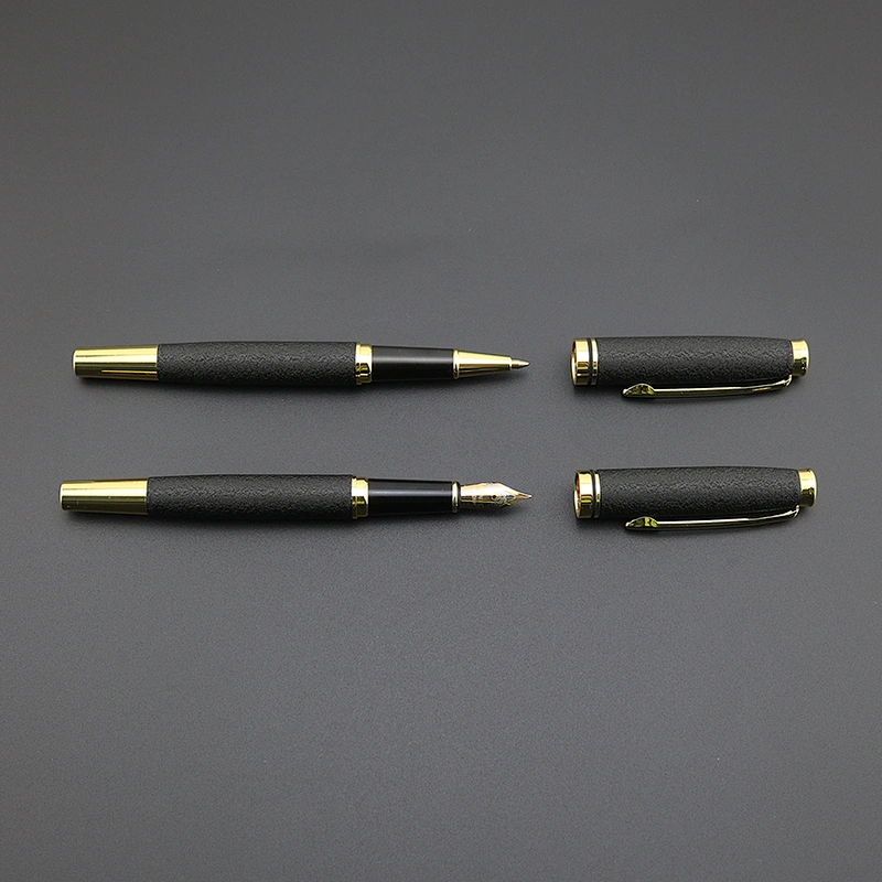 2022 Promotional black metal pen with gold clip business luxury roller fountain pen