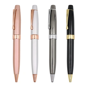 2022 Gift Promotional Ball Pen Customized Logo Black White luxury heavy Metal Body Twist Ballpoint Pen for office